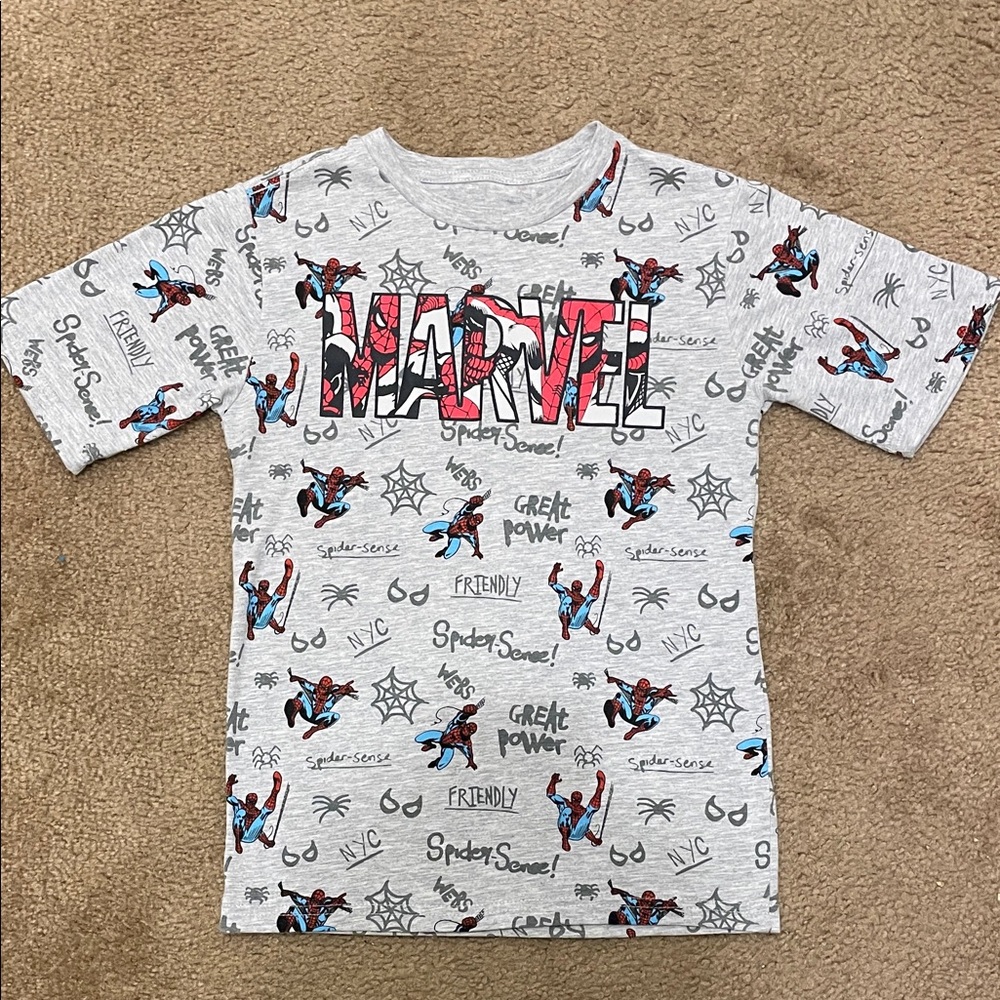 Marvel Gray T-Shirt with Spider-Man and Red Logo
